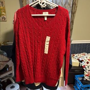 Red Cable Knit Sweater